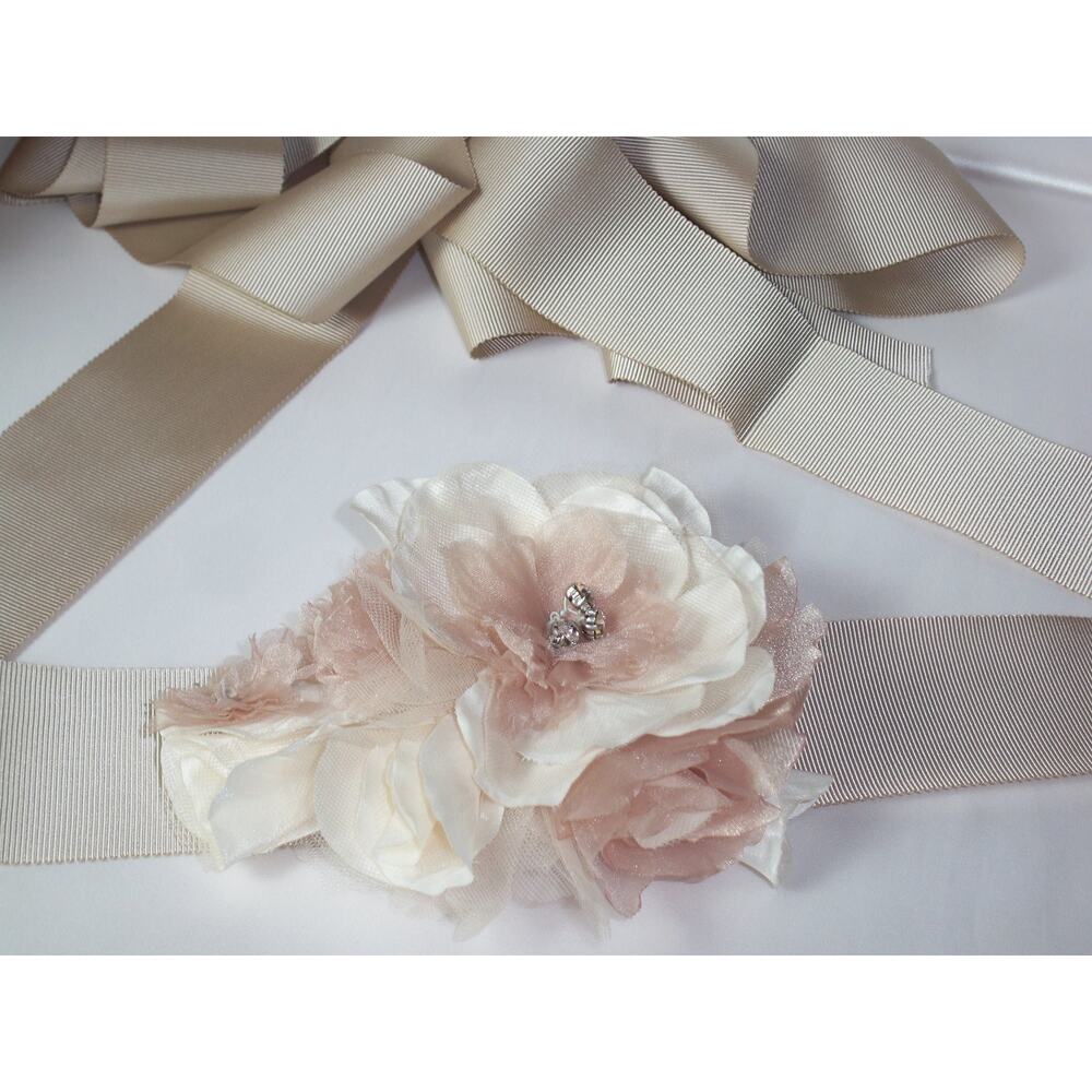 Blush bridal belt, blush bridal wedding party dressy formal floral belt sash